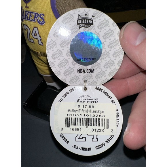 KOBE BRYANT #24 LOS ANGELES LA LAKERS BLEACHER CREATURES NBA 10" PLUSH – NEW - Picture 5 of 5